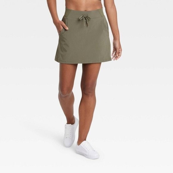 all in motion Pants - All In Motion Women's Size Small Moss Green Stretch Woven Skort w/ Pcckets & Tie